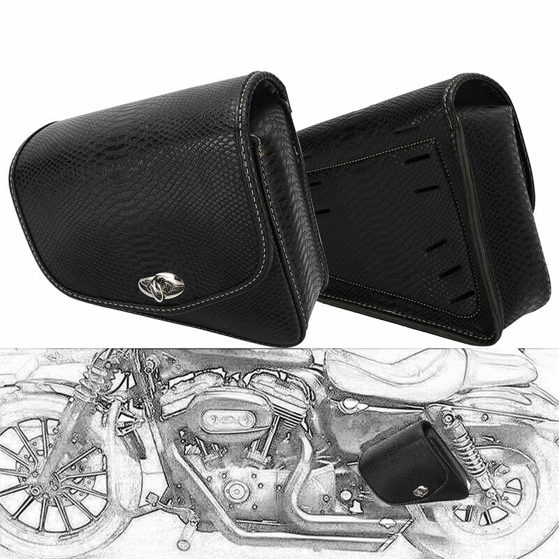 PU Black Motorcycle Left Side Saddle Bag Swingarm Bag Fit For Sportster 883 1200
