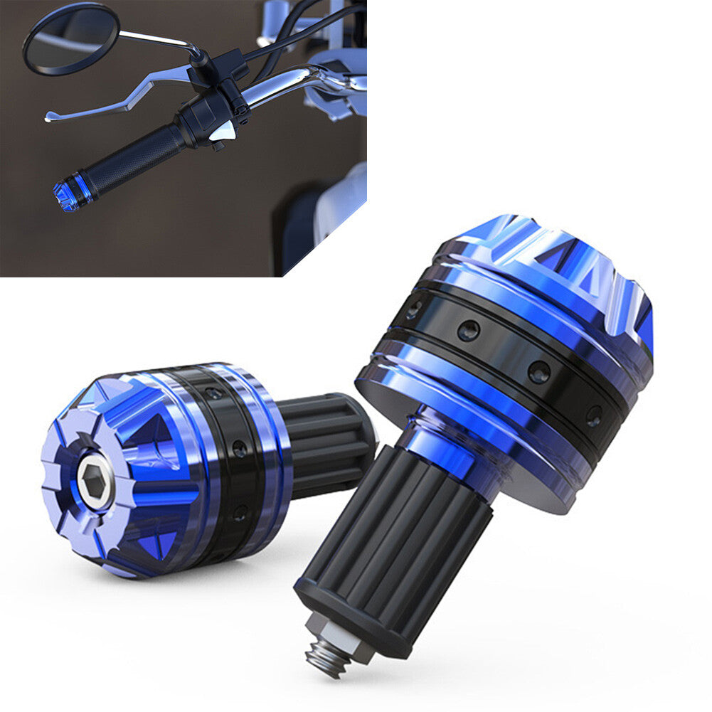 Blue Pair Motorcycle Scooter Handle Handlebar Grips Bar End Cap Plugs Slider Q