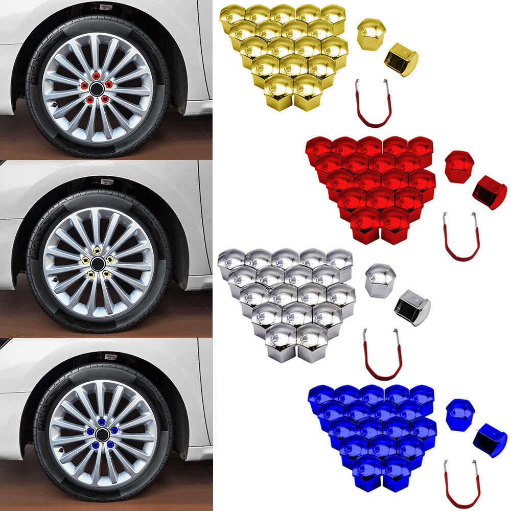 20pcs Red Golden 21mm Car Wheel Nut Lug Cover Hub Screw Cap Bolt Rim Tire + Tool Q
