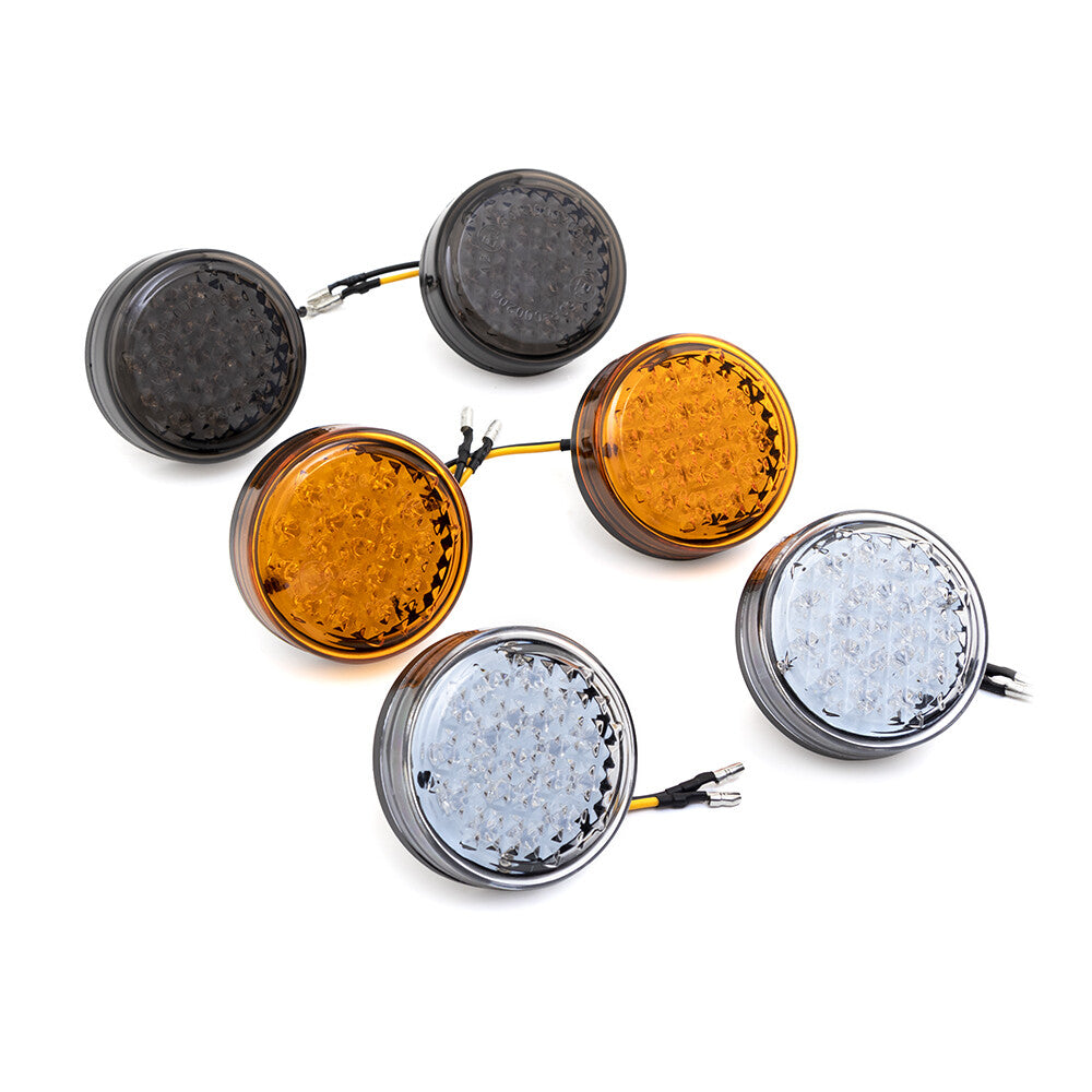Round Motorcycle LED Turn Signal Amber Indicator Light for Honda Chopper Custom Q