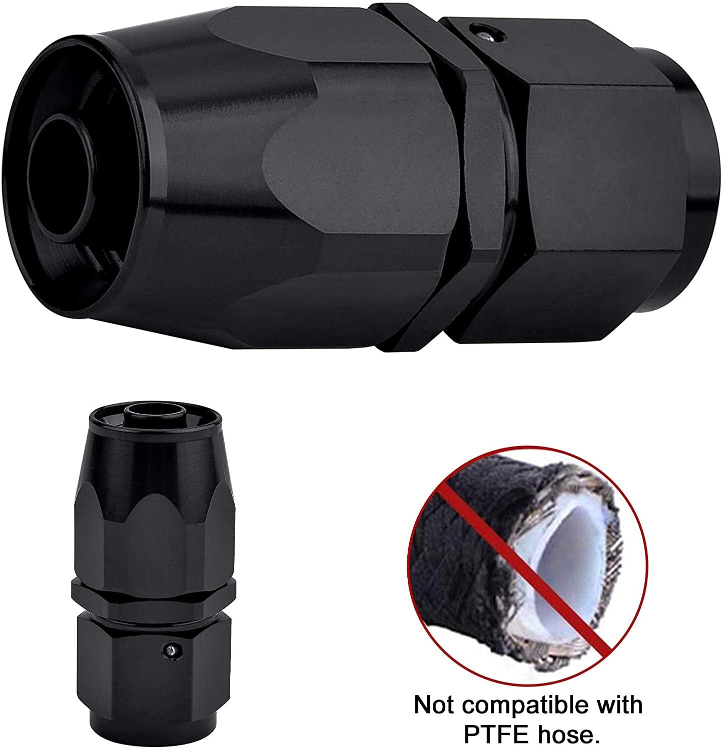 6/8/10AN Straight Rotary Hose End Fitting for Braided Fuel Lines (Aluminum 2-Piece)