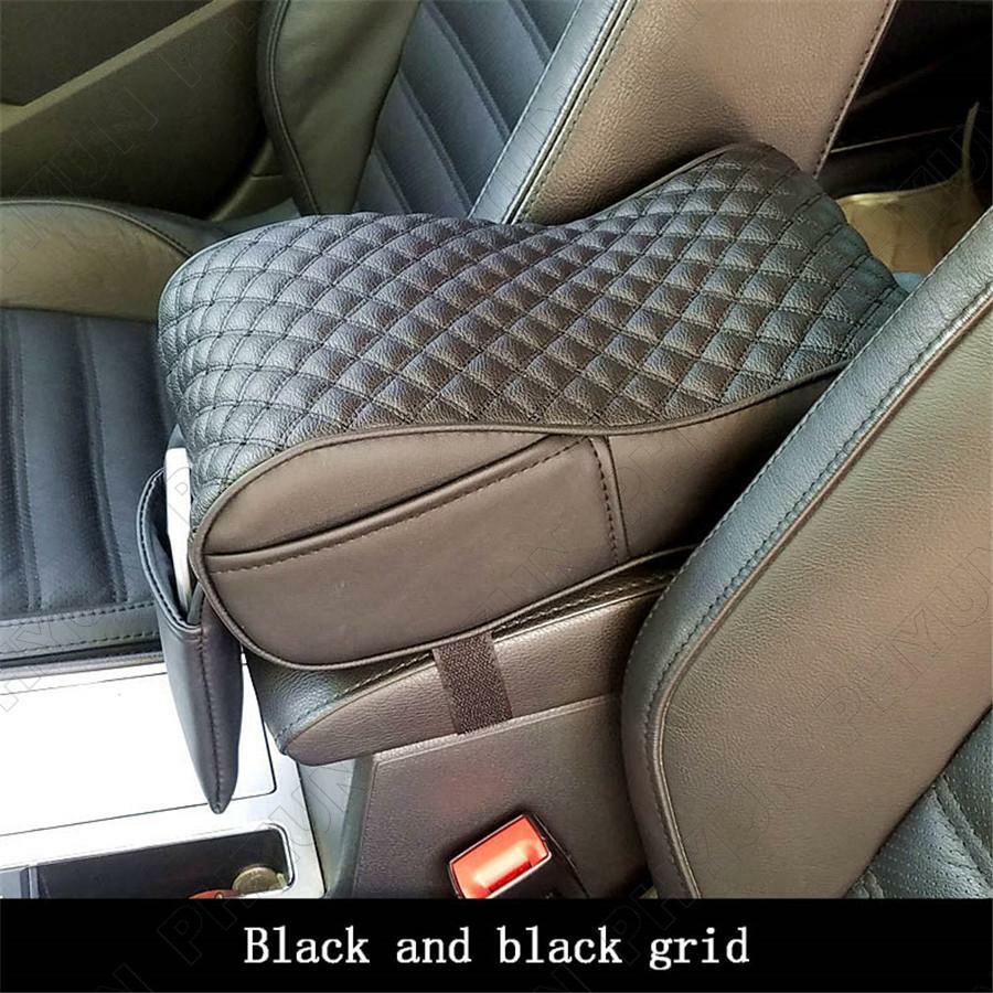 Black Car Universal Armrest Cushion Console Box Cover Pad PU Leather Pouch Bag Q