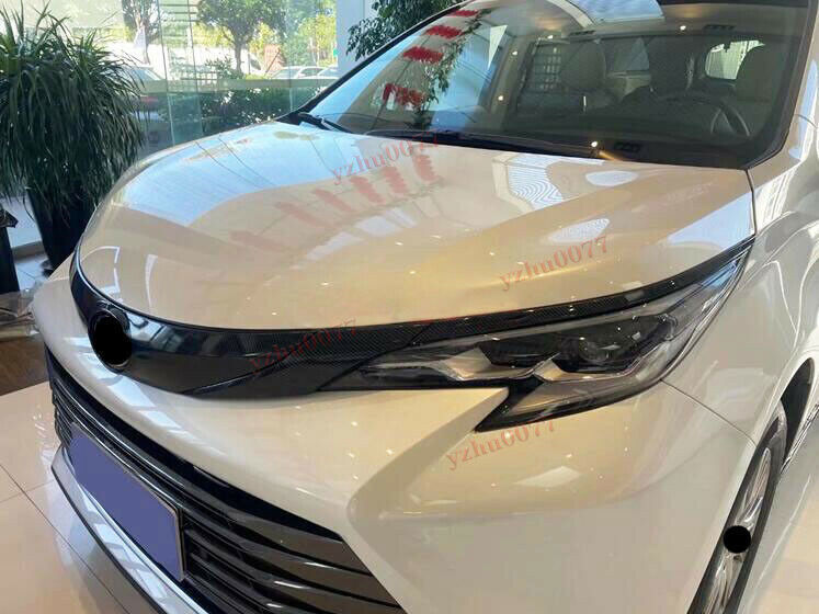 ABS Carbon Look Front Logo +Headlight Eyebrow Trim For Toyot@a 2021-2023 for Sienna n