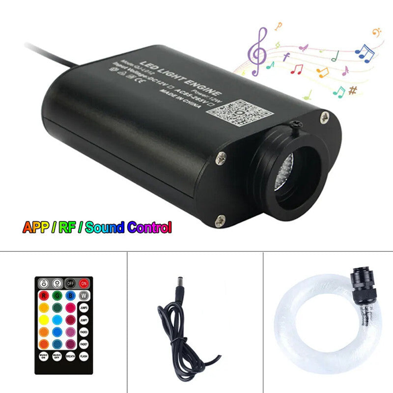 300pcs 2M LED Car 12v RGBW Fiber Optic Light Star Ceiling Kit 12W APP Music Cont