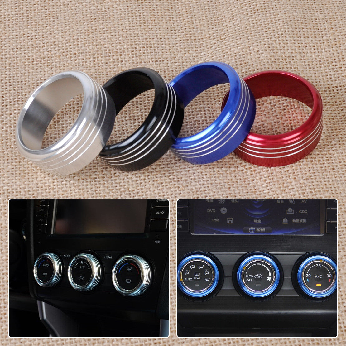 3x Air Conditioning AC Button Knob Cover Trim fit for Subaru fit forester XV zb Q