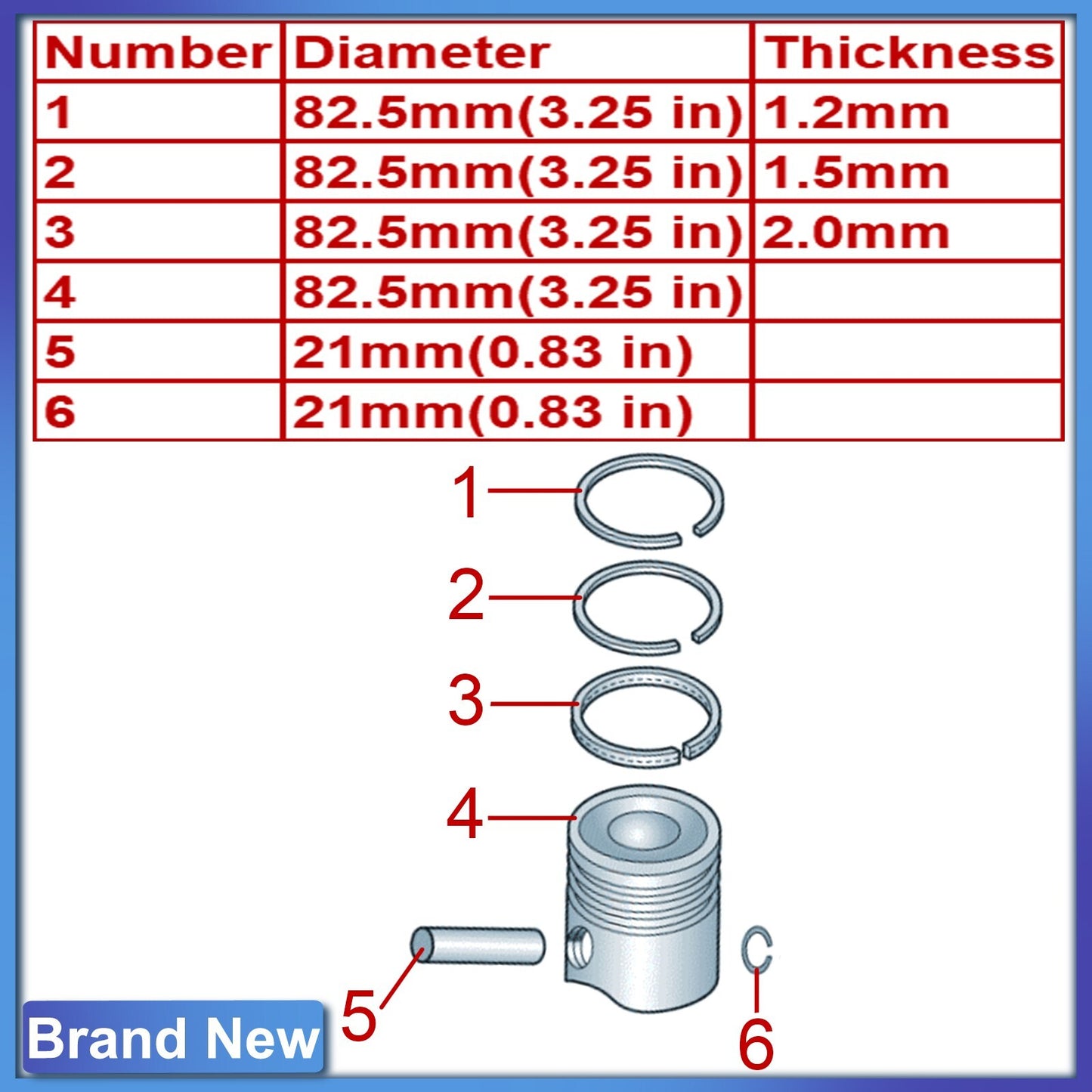 3.25-inch pistons and ring kit suitable for Audi A4, A5, A6, and for Jetta 2006-2014 2.0T. n