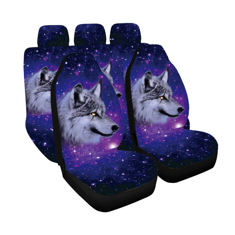 7x Car for Seat Covers Protector Accessory 3D Wolf Washable Breathable Full Set