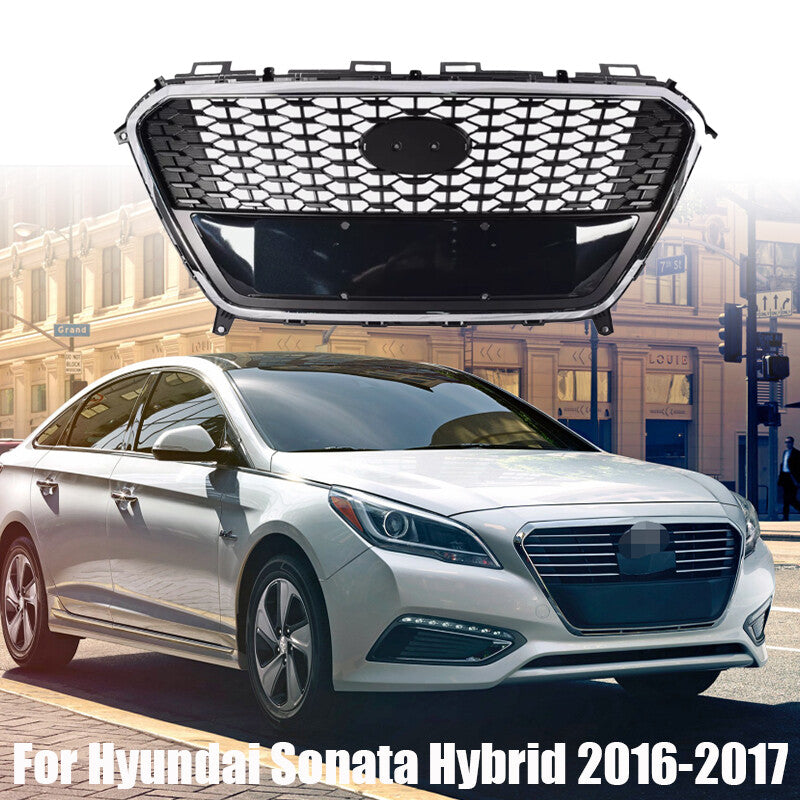 2016 2017 for Hyundai Sonata Hybrid Front Bumper Radiator Grille Chrome+Black