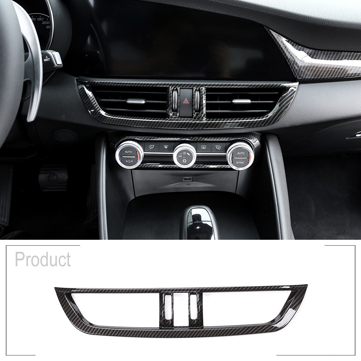 Carbon fiber center vent socket cover trim for Alfa Romeo Giulia 2017-2019- n