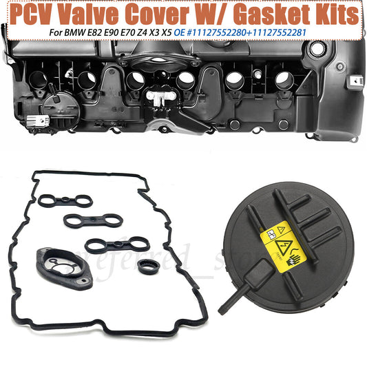PCV valve cover kit with gasket for N51/N52 engines, suitable for E82, E90, Z4, X5, 128i, 328i. v