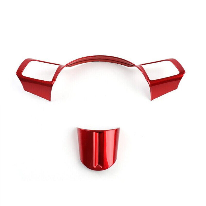 2x ABS Shiny Red Steering Wheel Cover Trim for Hyundai Kona 2024