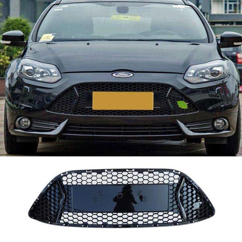 Front Upper Bumper Mesh Grill Grille 1PCS for Ford Focus 2012-14 ST Bright Black