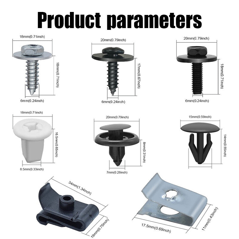 100PC Clips Car Door Fender Bumper Panel Fastener Screw Rivets Push Pin Retainer