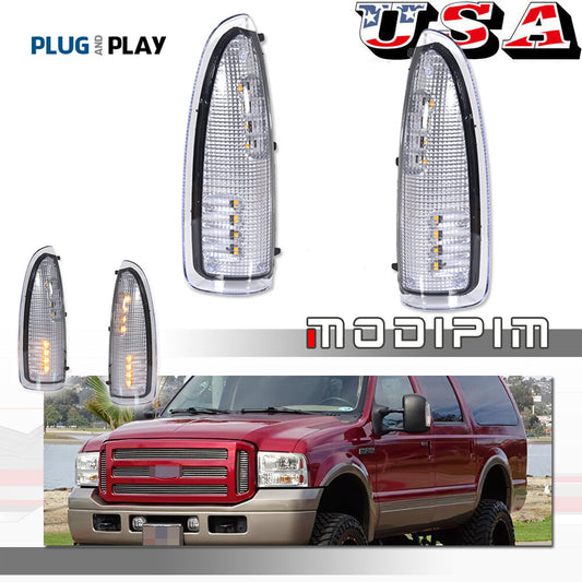 Suitable for 2003-2007 F250 F350 F450 F550 Super Duty transparent LED amber side mirror light- v