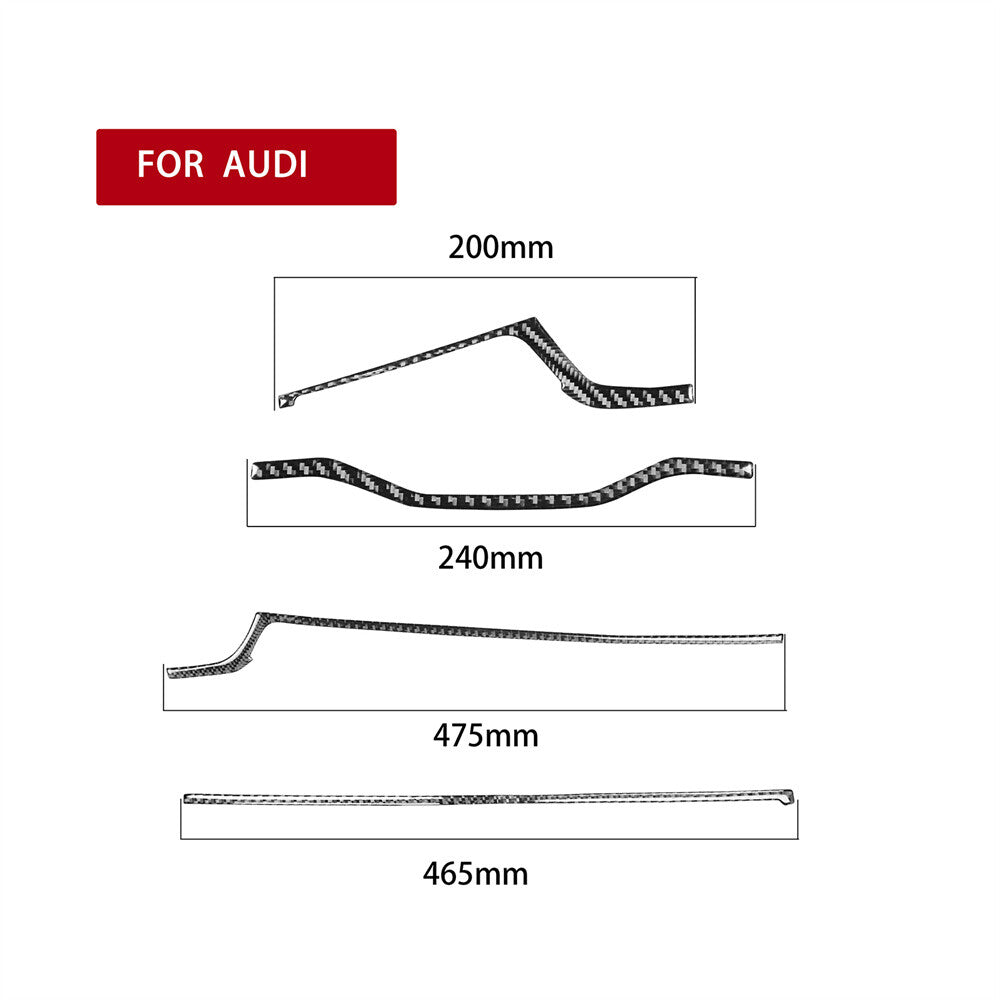 4¡ÁCarbon Fiber Interior Dashboard Panel Strips Trim Fit for Audi A4 B9 2017-2019