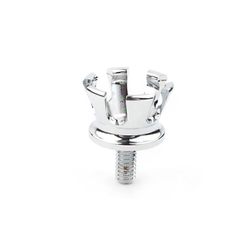 Chrome Imperial Crown Style Rear for Seat Bolt Tab Screw Cap Mount for Harley 96-19