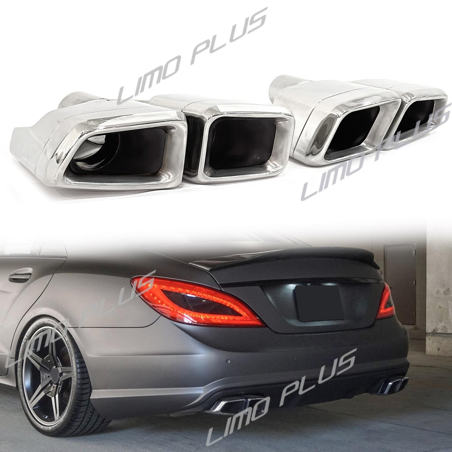 Quad Exhaust Tips Chrome for Mercedes E63 C63 CL63 CLS63 ML63 GL63 Q