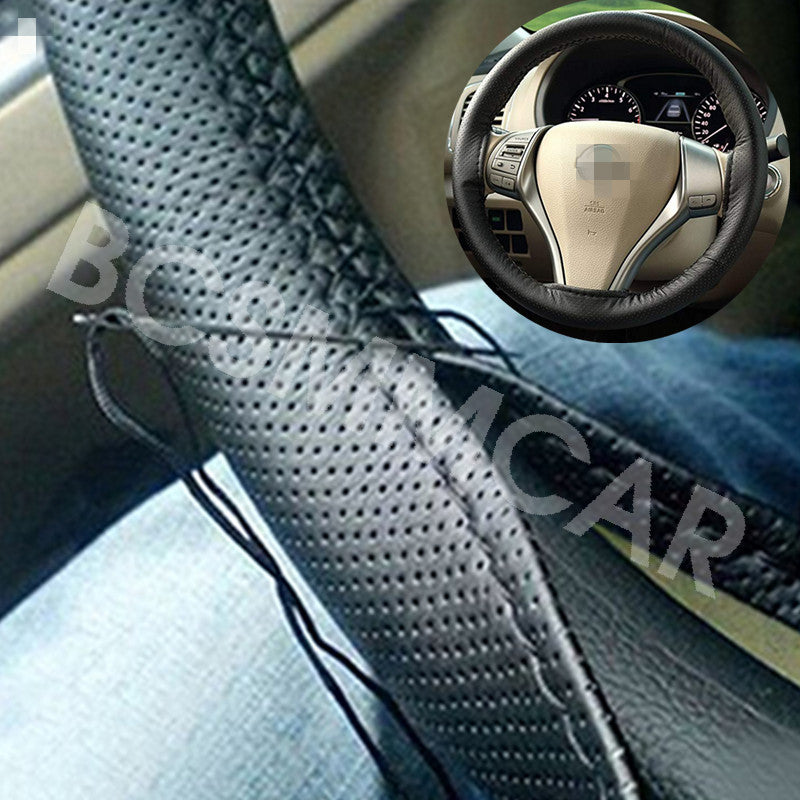 DIY Car Steering Wheel Cover Stitch PU Leather Needle Thread Anti-slip Black