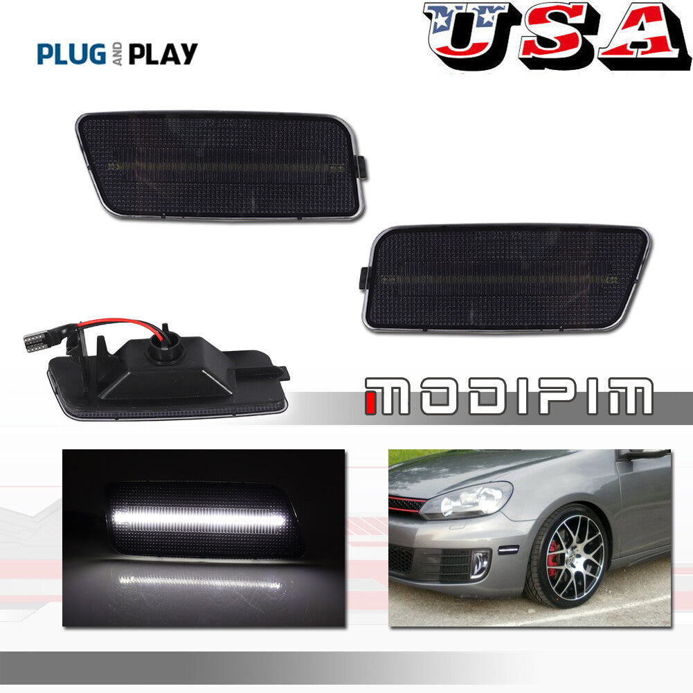 LED White Front Side Marker Signal Lights for 2010-14 for VW MK6 for Golf /GTI- v