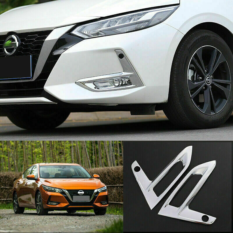 Chrome Front Bumper Fog Light Lamp Cover Trim for Nissan Sylphy Sentra 2020-2022