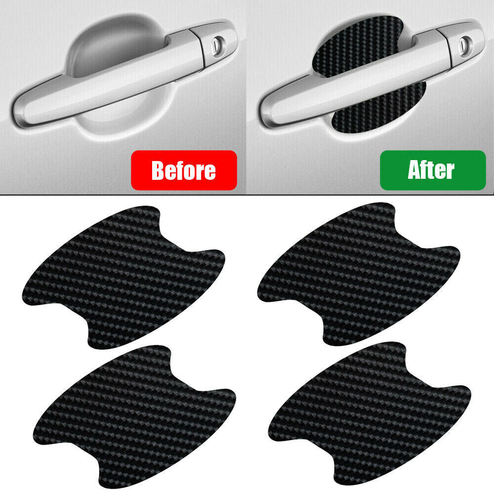 NEW Carbon Fiber 4pcs Car Door Handle Protector Film Anti-Scratch Stickers 8.5CM