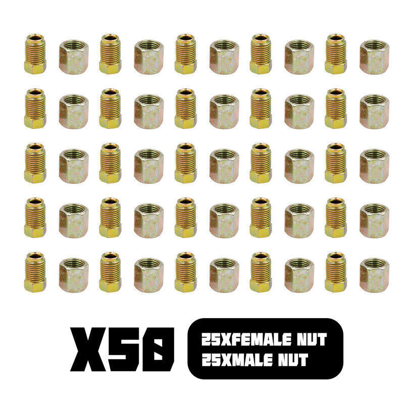 50-piece brake cable accessory pack for 3/16 inch pipe thread nuts (female and male) n