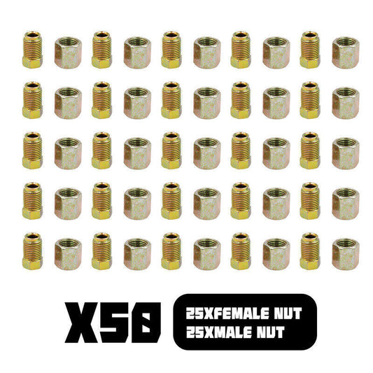 50-piece brake cable accessory pack for 3/16 inch pipe thread nuts (female and male) n