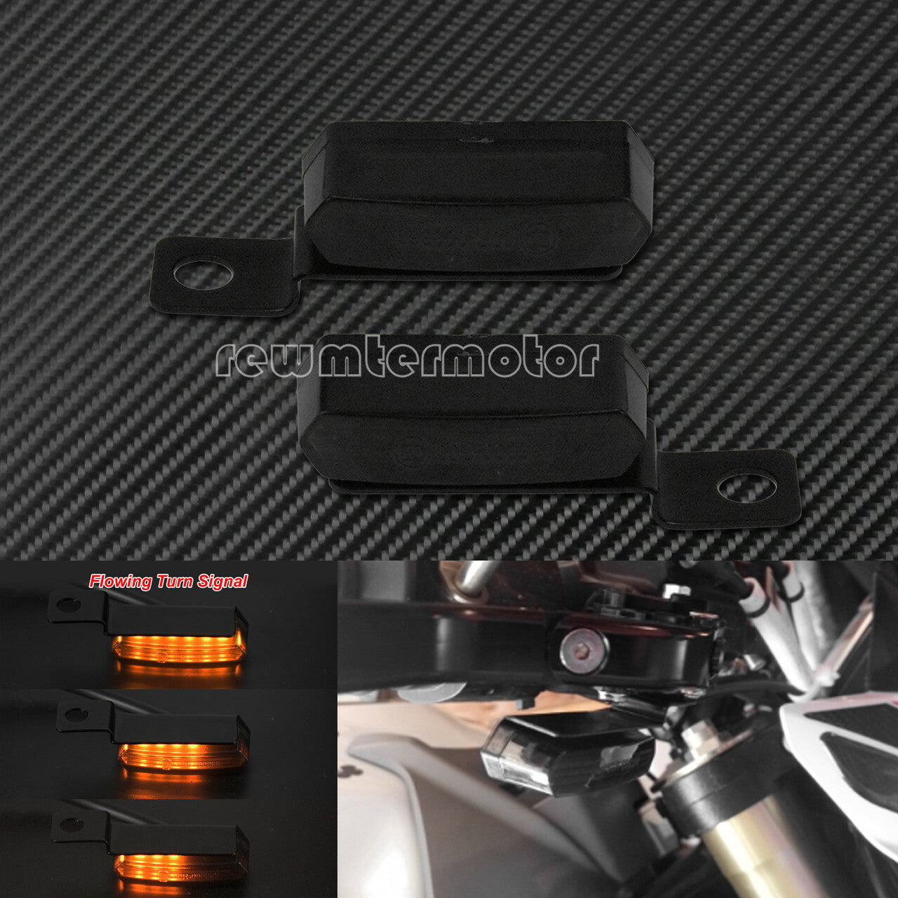 2X for Mini Motorcycle LED Turn Signal Indicators Flowing Lights Amber Blinker Lamps Q