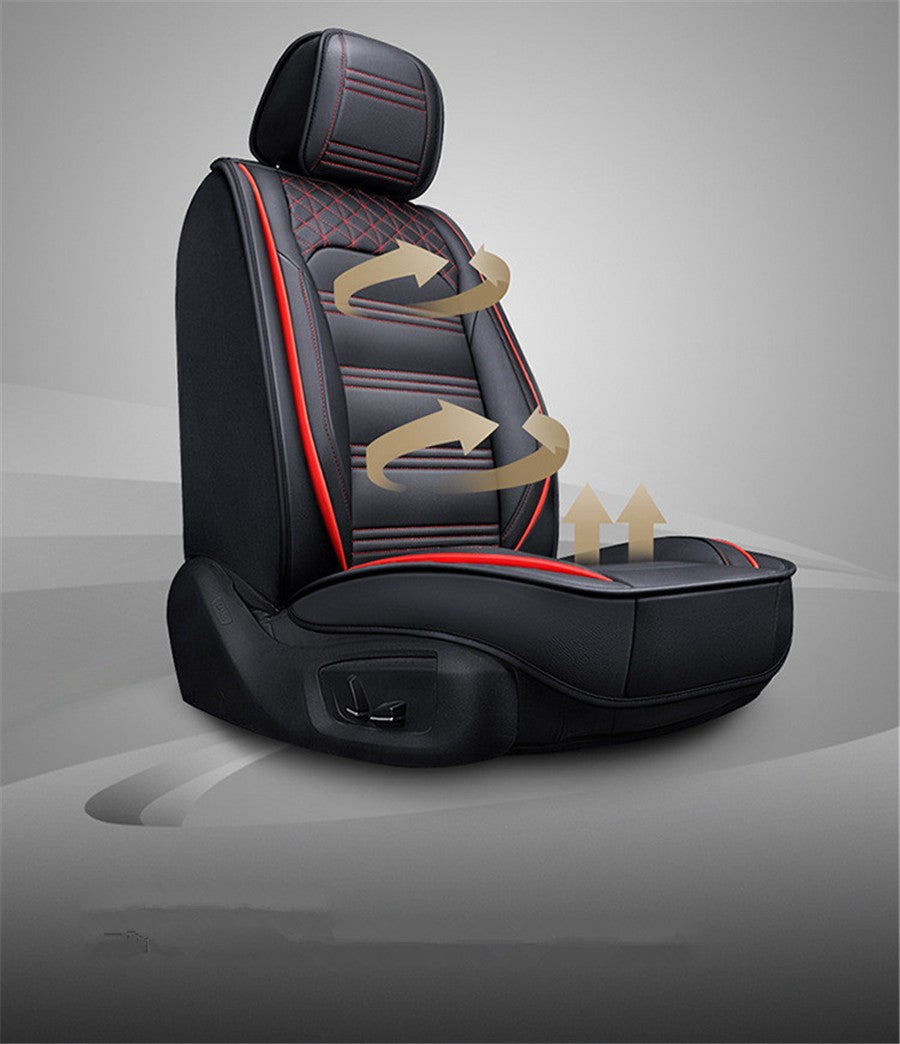 Black+Red PU leather Car Cushion Ceat Covers 6D Car-styling Full Cushion 5-Seats Q