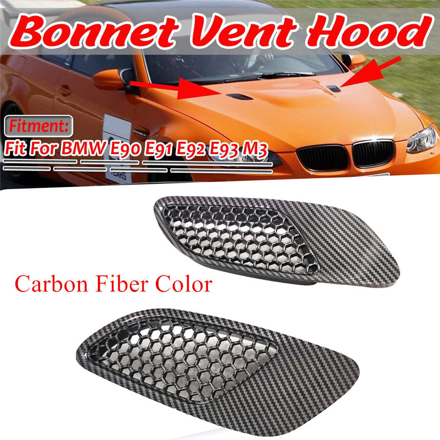 2Pcs Carbon Fiber ABS Bonnet Hood Air Vent Scoop for BMW E90 E91 E92 E93 M3 Type Q