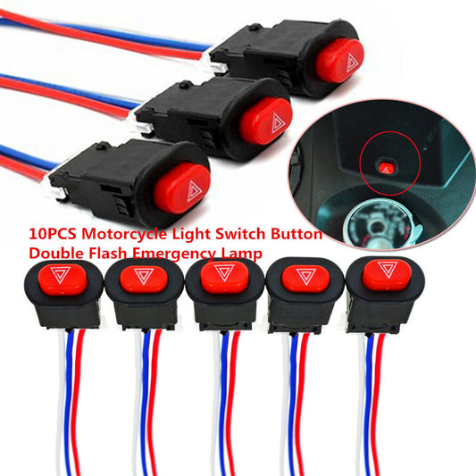 10pcs Motorcycle Light Switch Button with Dual Warning Emergency Light Flasher Switch n