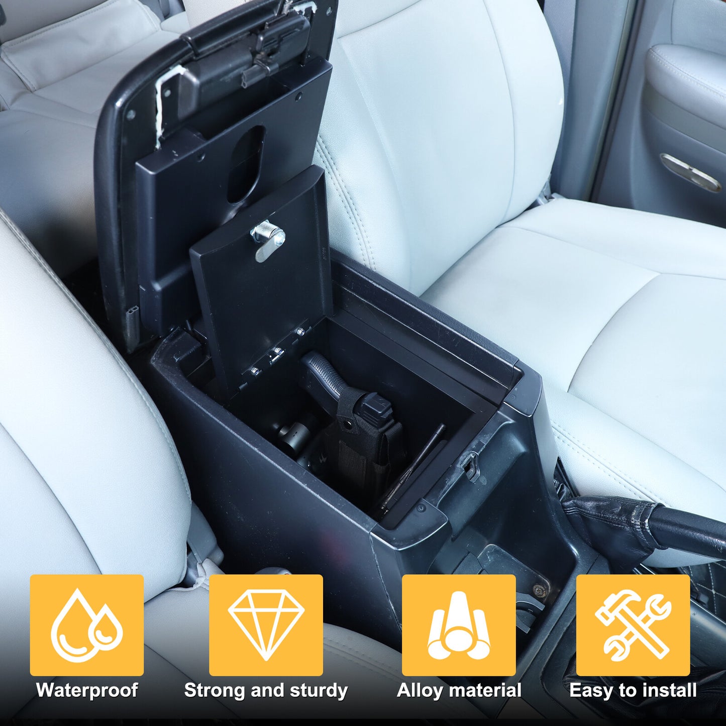 The center console safety storage box/vault is suitable for Land Cruiser Prado J120. (2003-09-) n