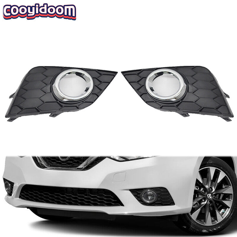 Pair Front Fog Lamp Frame Trimming Bezel Cover for Nissan Sentra 2016-2018