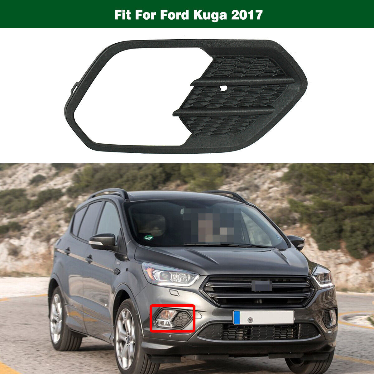 Fog Light Lamp Cover Right Passenger Side for Ford Escape Kuga 2017 2018 2019