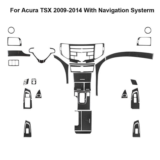 37Pcs Carbon Fiber Full Interior Kit Cover Trim Sticker for Acura TSX 2009-2014