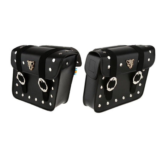 2X Universal Motorcycle PU Leather Saddle bag Pouch Laugge Bag for Harley for Honda Q