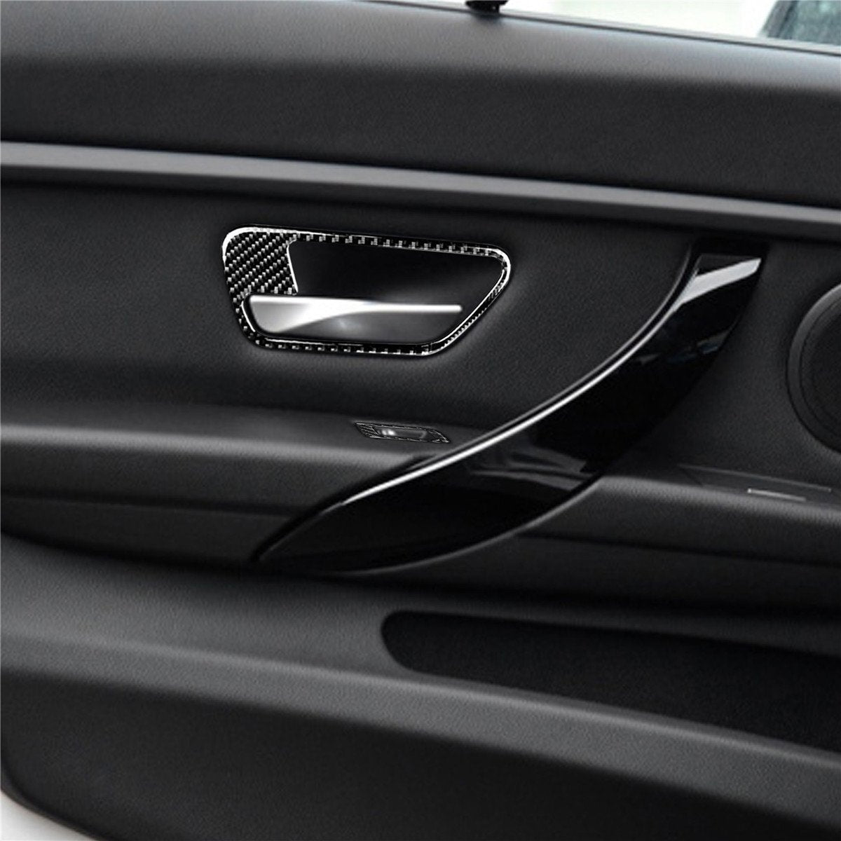 Carbon Fiber Door Handle Bowl Window Lift Trim for BMW 3 4 Series F30 GT 2013-19