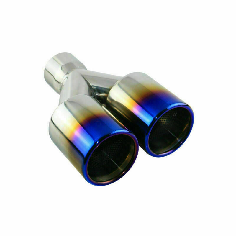 Universal Exhaust Welding Dual Exhaust Tips 2.5 Inlet W/ Metal Mesh Blue Tips