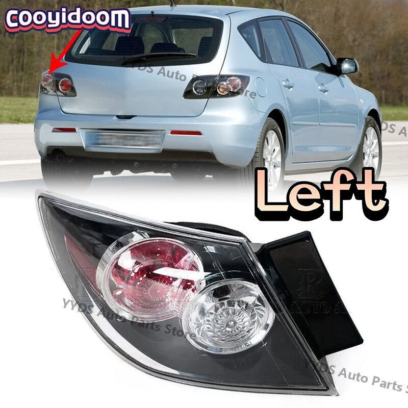 The left rear brake light and outer taillight are applicable to the for Mazda 3 BK Hatchback (2004-2010).