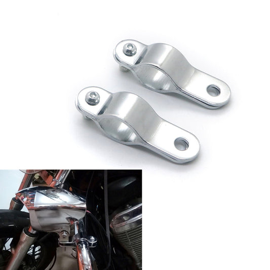 Chrome Turn Signal Fog Light Mount Bracket Clamp For Roll Cage Guard Bar Tube Q