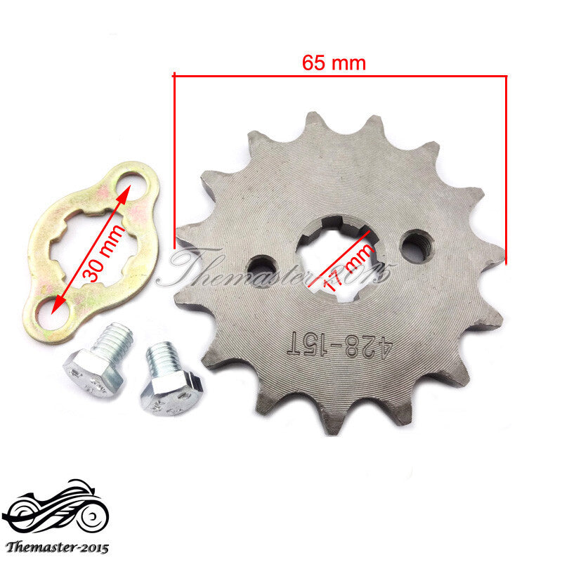 428 15 T Tooth 17mm Front Engine Sprocket Fit SSR SDG YCF Dirt Pit Bike ATV Quad Q