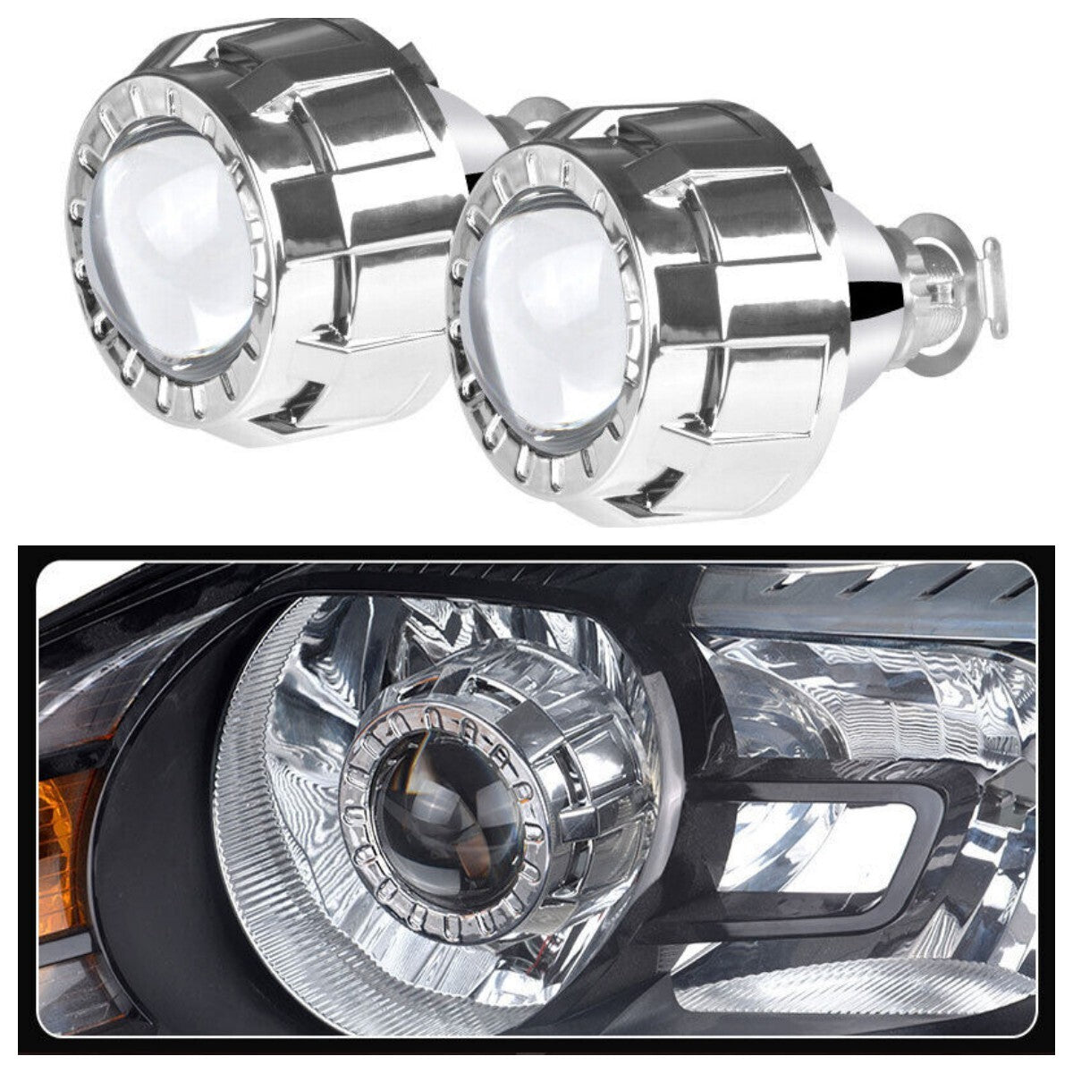 2x 2.0 for Mini HID Bi-xenon Projector Lens LHD Headlight w/ Shroud Hi-Low Retrofit n