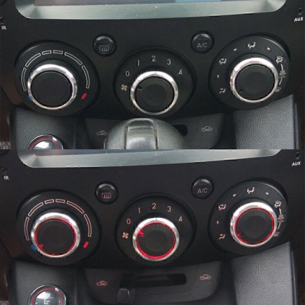 A/C Switch Knob Heater Climate Control Button Frame Cover Trim Fit for Mazda 2 3Pcs Q