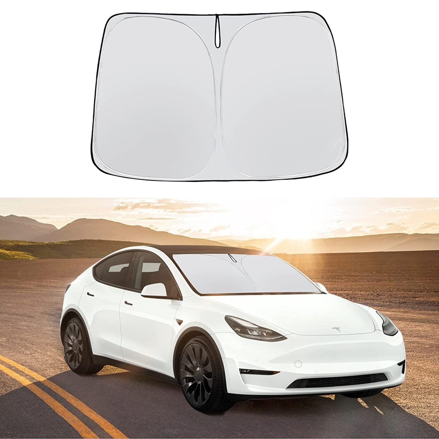 Custom-made windshield sunshade for 2017-2023 Model 3 Y vehicles. n