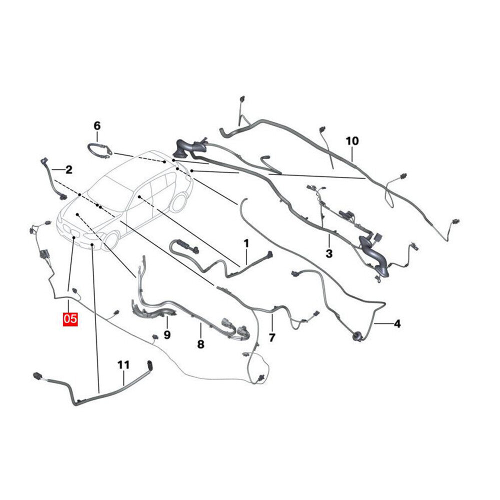 Front bumper parking sensor wiring harness for 3 4 F33 F30 61129313607- v