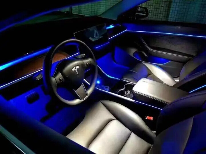 1Set Ambient Light 64 Colors Touch Control No Horn Fit for Tesla Model3 2019-20