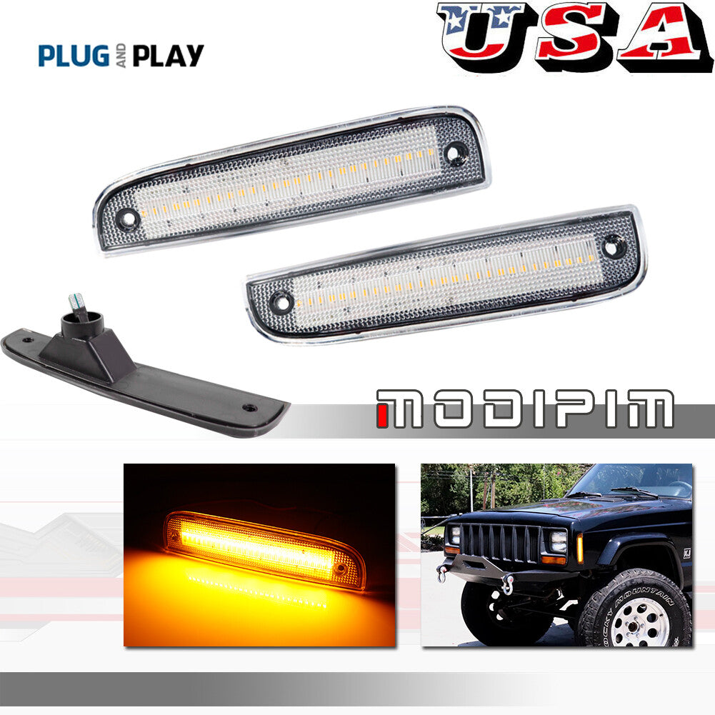 Transparent lens side marker corner LED amber parking light for 1997-01 for Jeep Cherokee