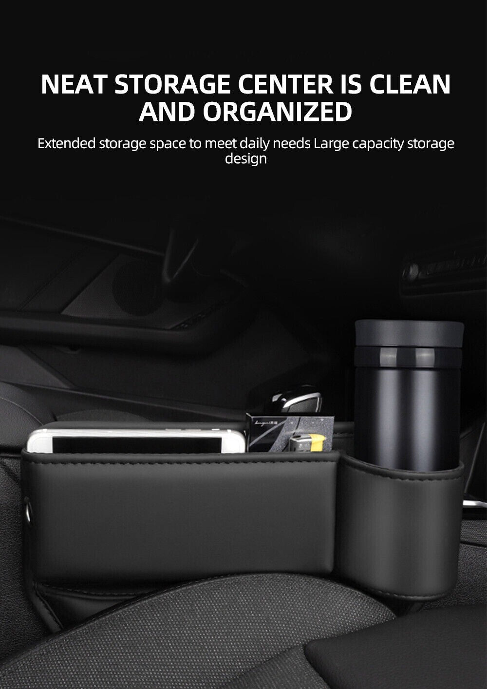 1x Right-Side Car for Seat Gap Filler Storage Box Organizer Phone Cup Holder Parts. n