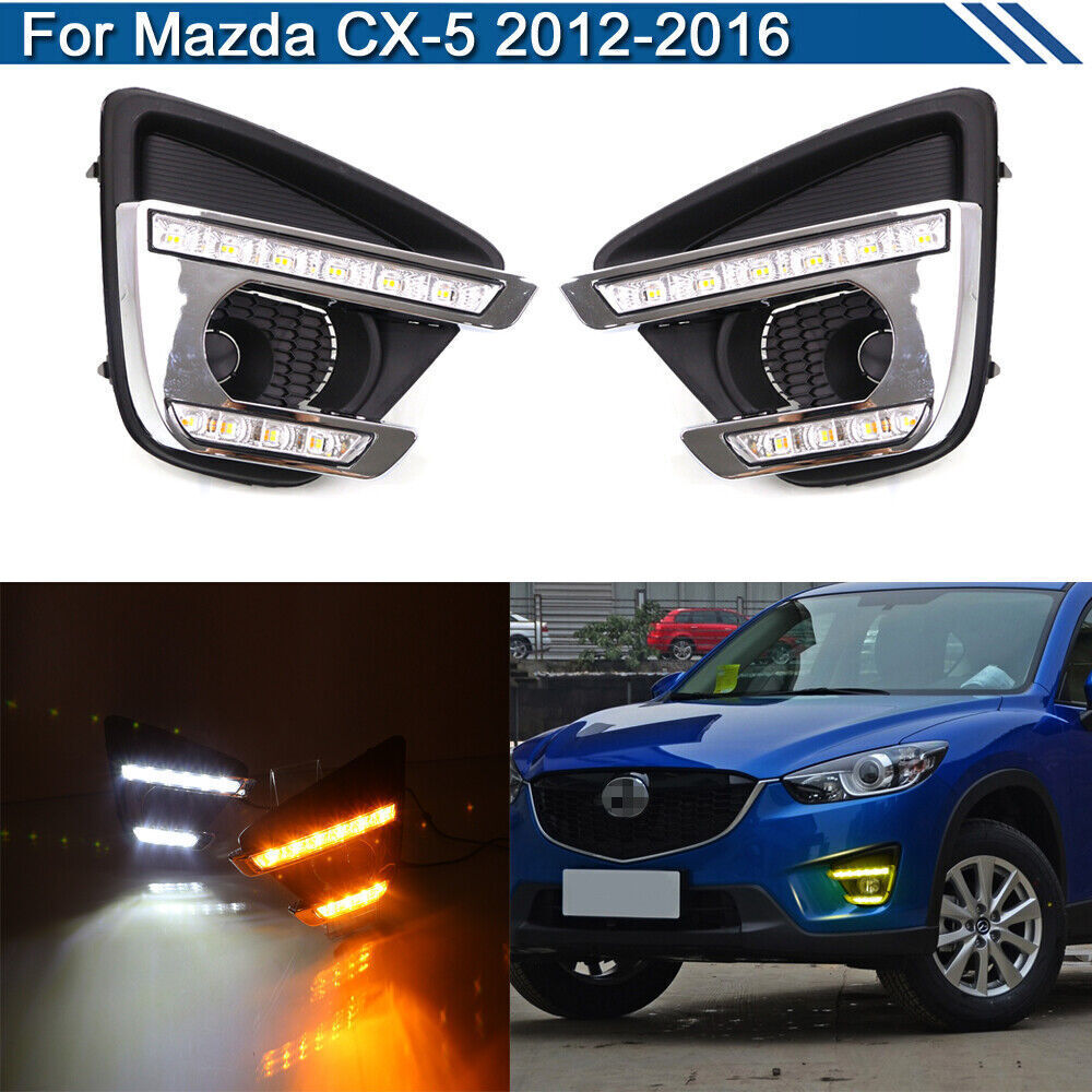 for Mazda CX-5 12-16 Daytime Running Lights LED DRL Fog Lamp Replacement Bumper Q