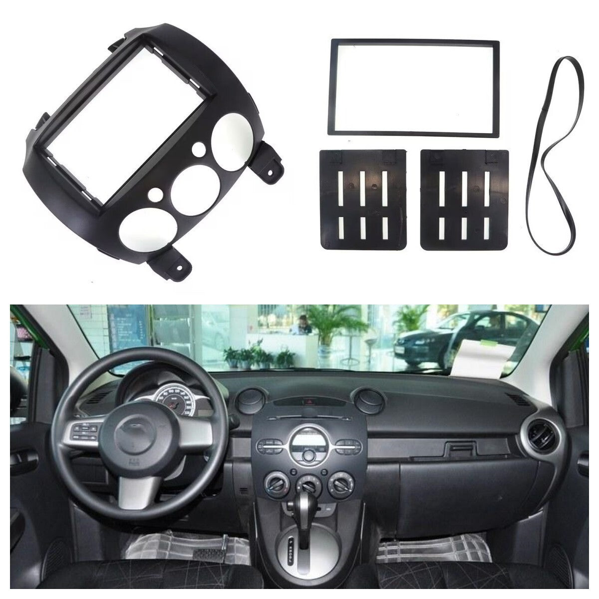 Fascia Car Stereo Radio Panel Mask Frame 7-inch Black for Mazda 2/Demio 2007-2014 n